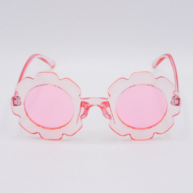 The Baby Cubby Kids' Flower Sunglasses - Clear Pink with Pink Lenses