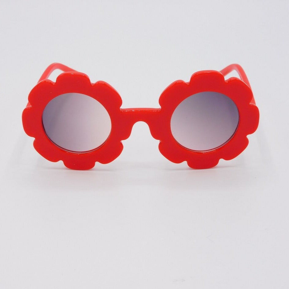 The Baby Cubby Kids' Flower Sunglasses - Red with Violet Lenses