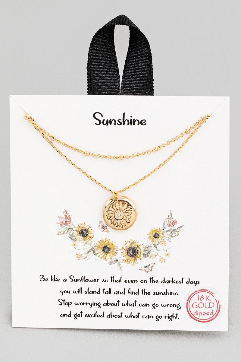 Fame Sunflower Coin Pendant Necklace - Gold