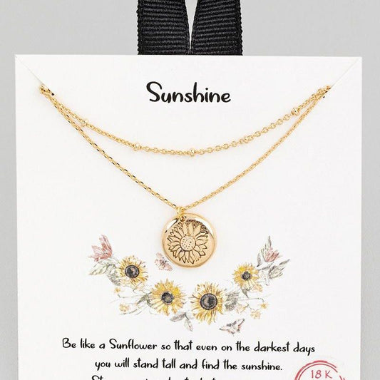 Fame Sunflower Coin Pendant Necklace - Gold