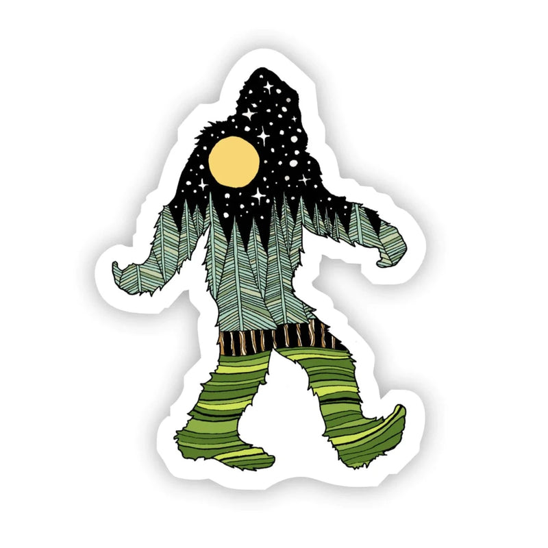 Big Moods Bigfoot Nature Sticker - Black and Green - White Background