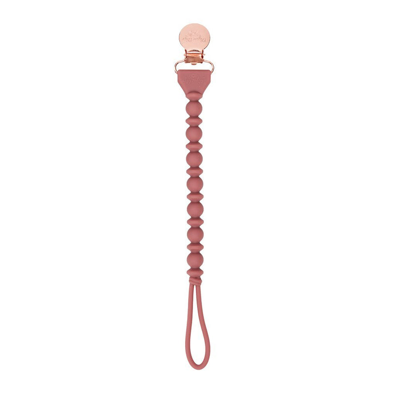 Itzy Ritzy Sweetie Strap Beaded Pacifier Clip - Rosewood