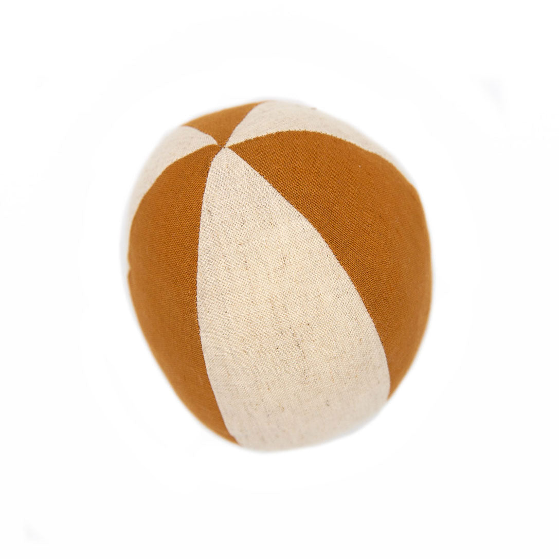The Baby Cubby Baby Rattle Fabric Ball - Rust / Cream