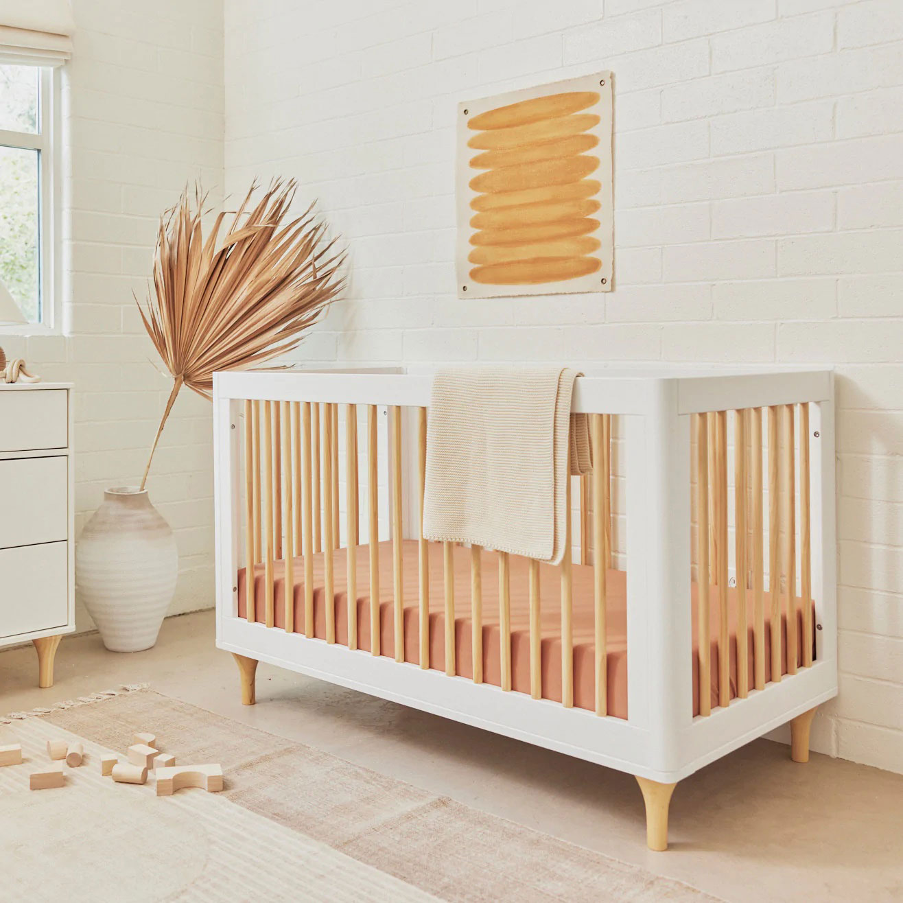 Babyletto Lolly 3-in-1 Convertible Crib with Toddler Bed Conversion Kit - White/Washed Natural in home