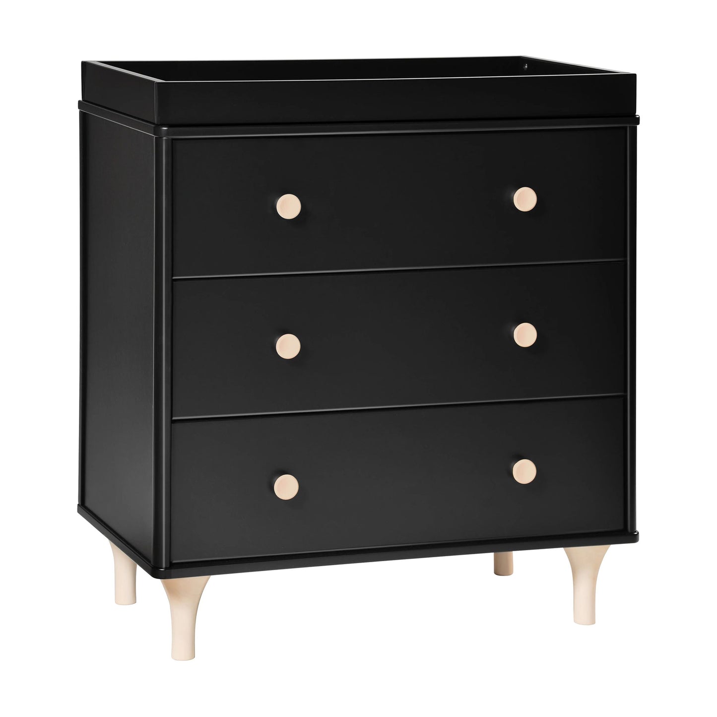 Babyletto Lolly 3-Drawer Changer Dresser with Removable Changing Tray - Black/Washed Natural