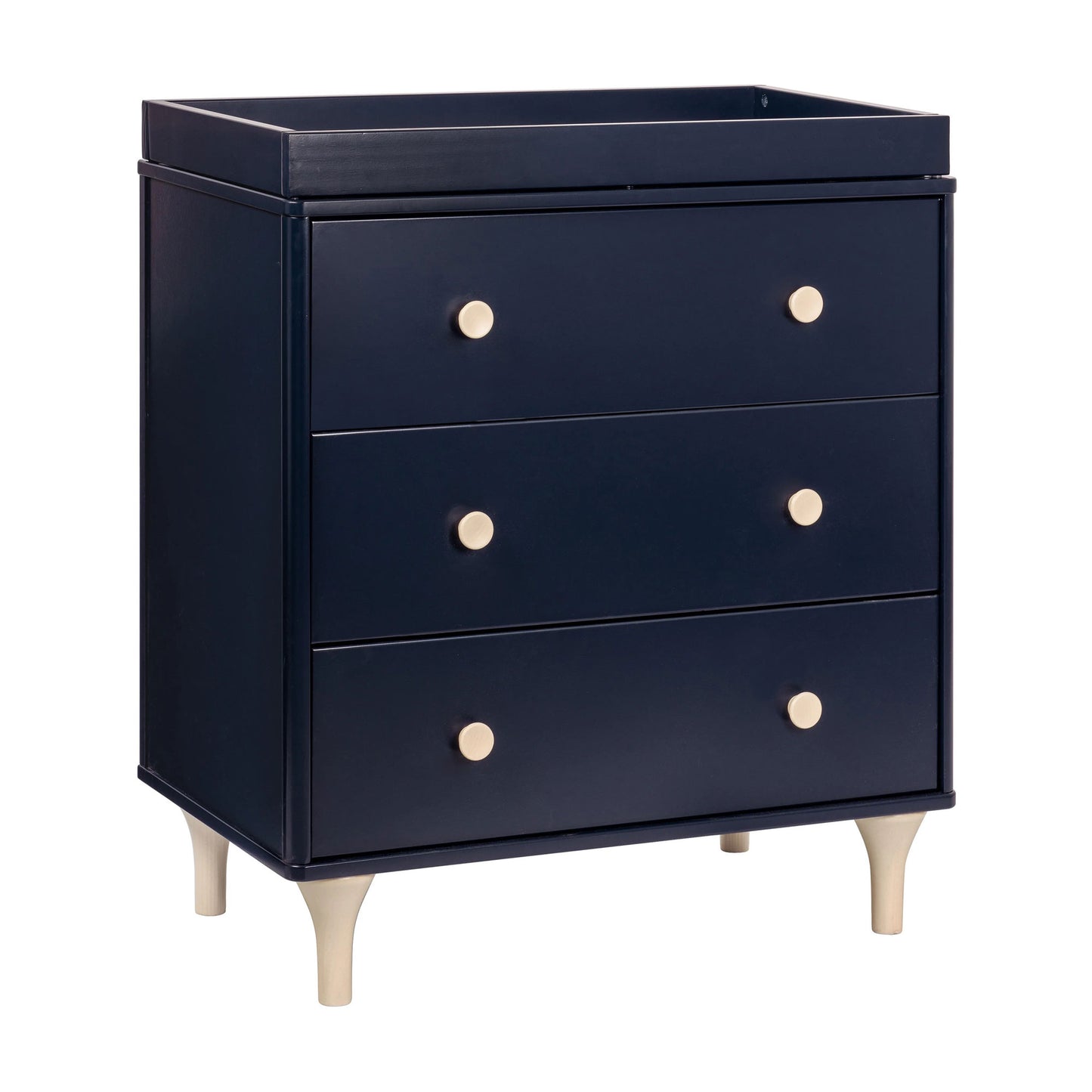 Babyletto Lolly 3-Drawer Changer Dresser with Removable Changing Tray - Navy/Washed Natural