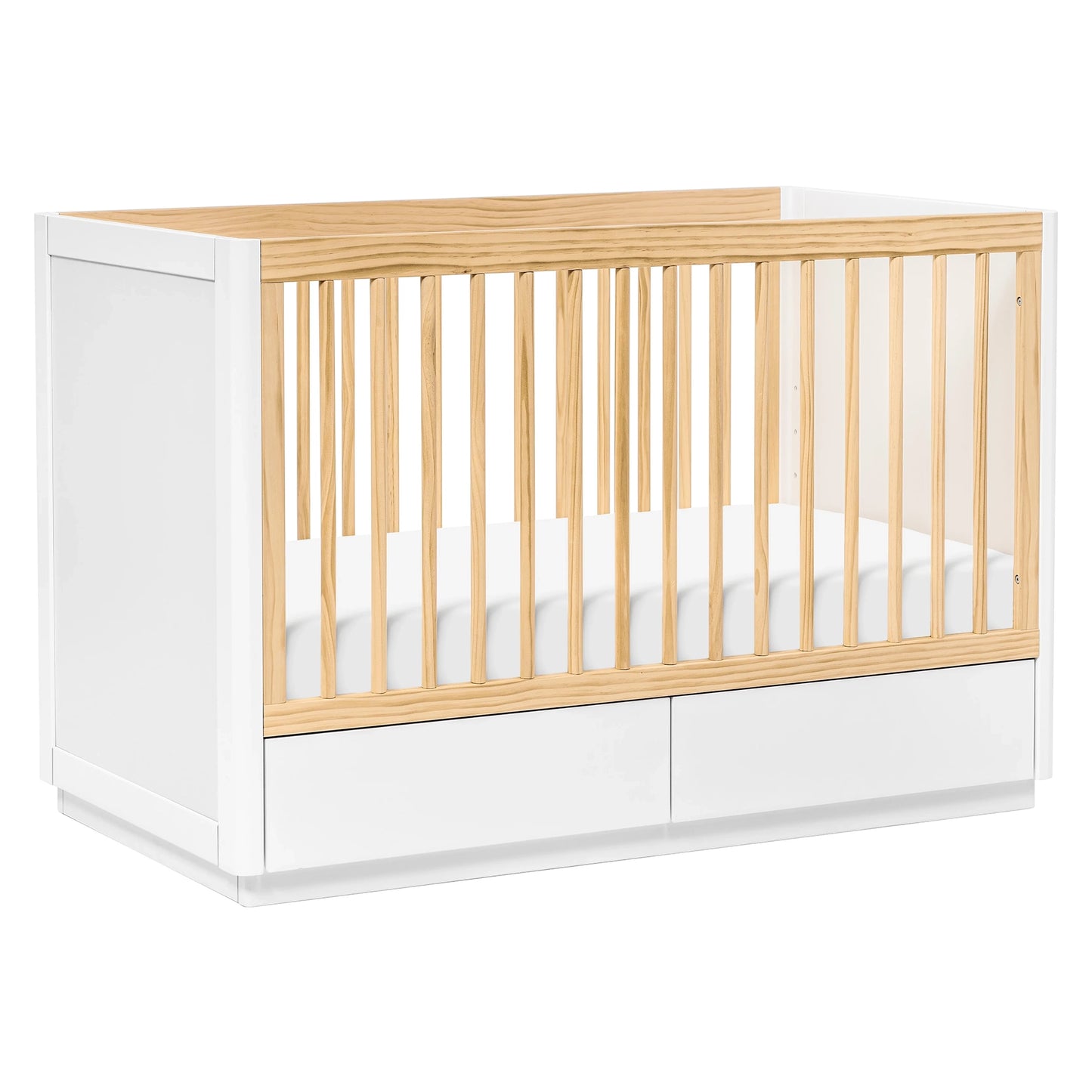 Babyletto Bento 3-in-1 Convertible Storage Crib with Toddler Bed Conversion Kit - white/natural