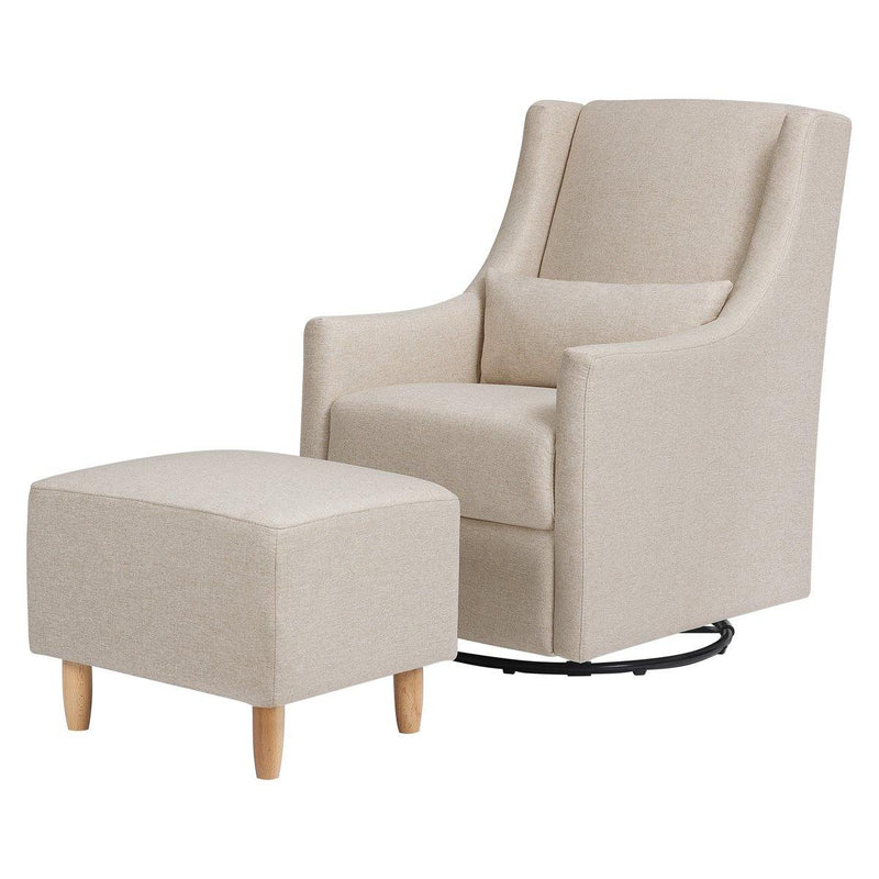 Babyletto Toco Swivel Glider and Ottoman - Performance Beach Eco-Weave with Natural Feet