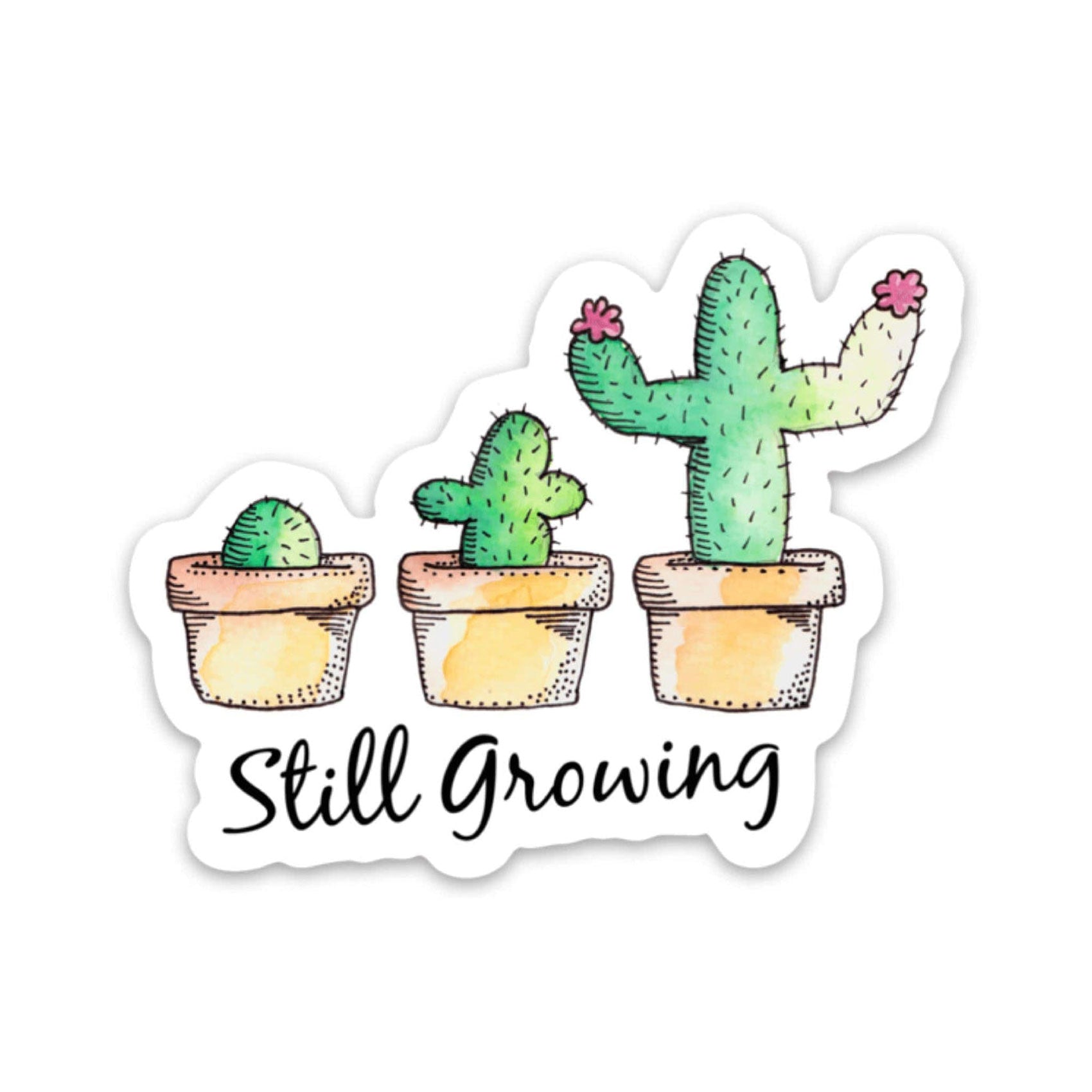 Big Moods Still Growing Cactus Sticker - White Background