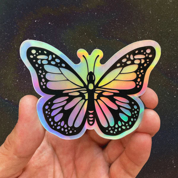 Big Moods Butterfly Sticker - Holographic Background