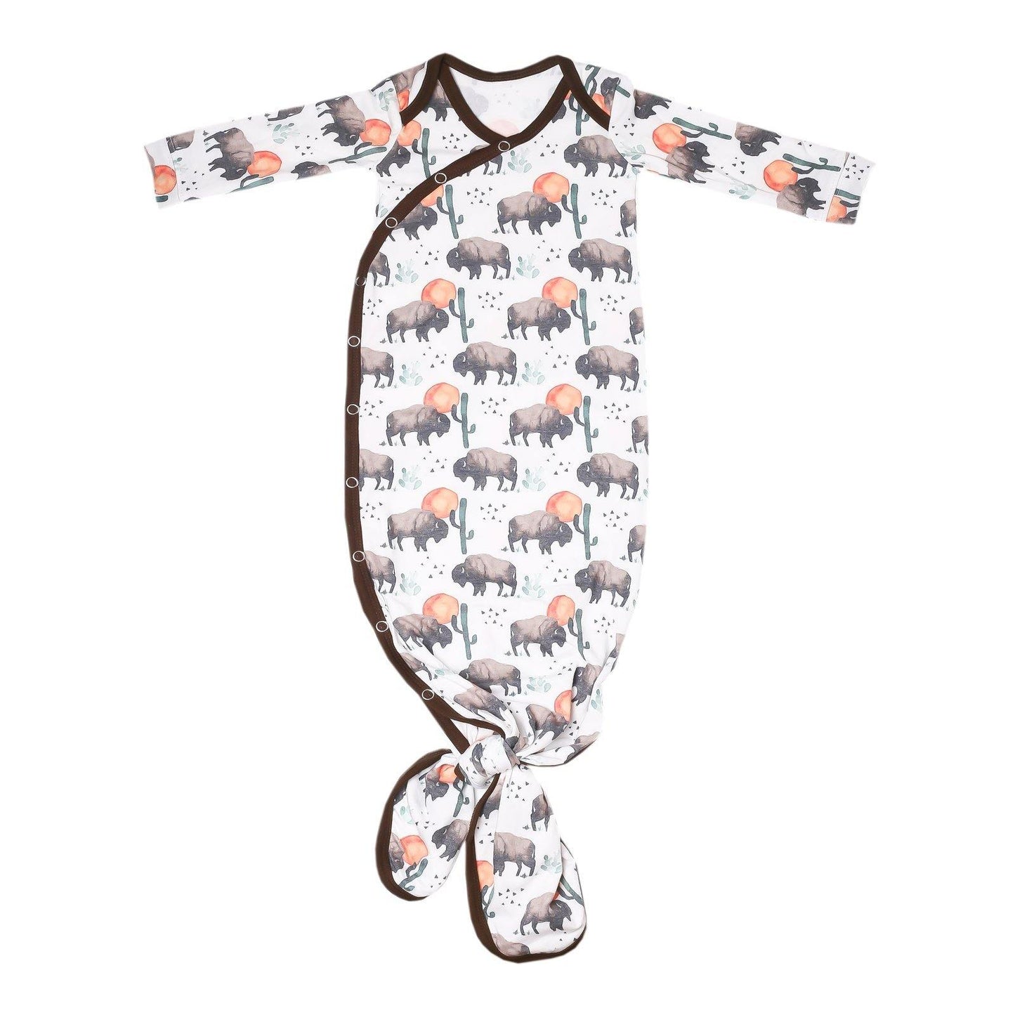 Copper Pearl Newborn Knotted Gown - Bison