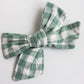 High Fives Bow Clip - Green and White Check