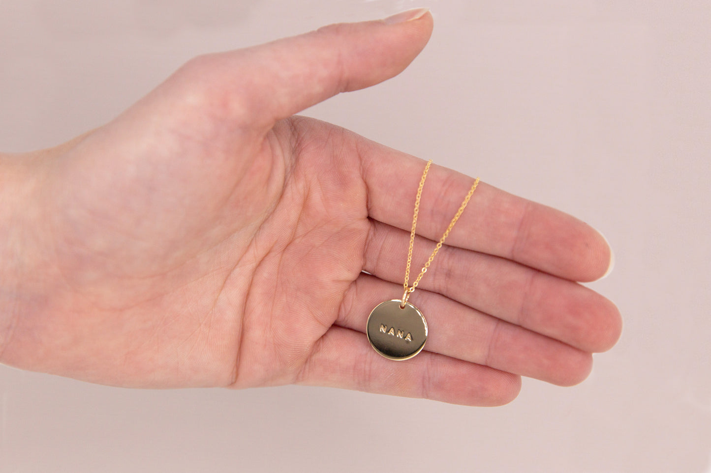Made by Mary Gold Filled Nana 5/8" Disc Necklace