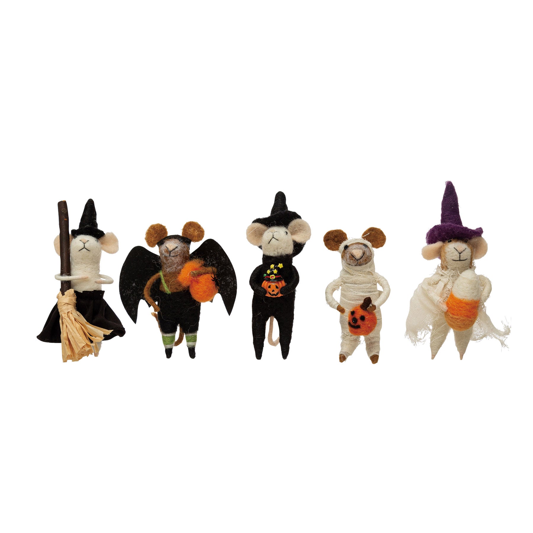 Creative Co-op Wool Felt Halloween Mouse - 6"