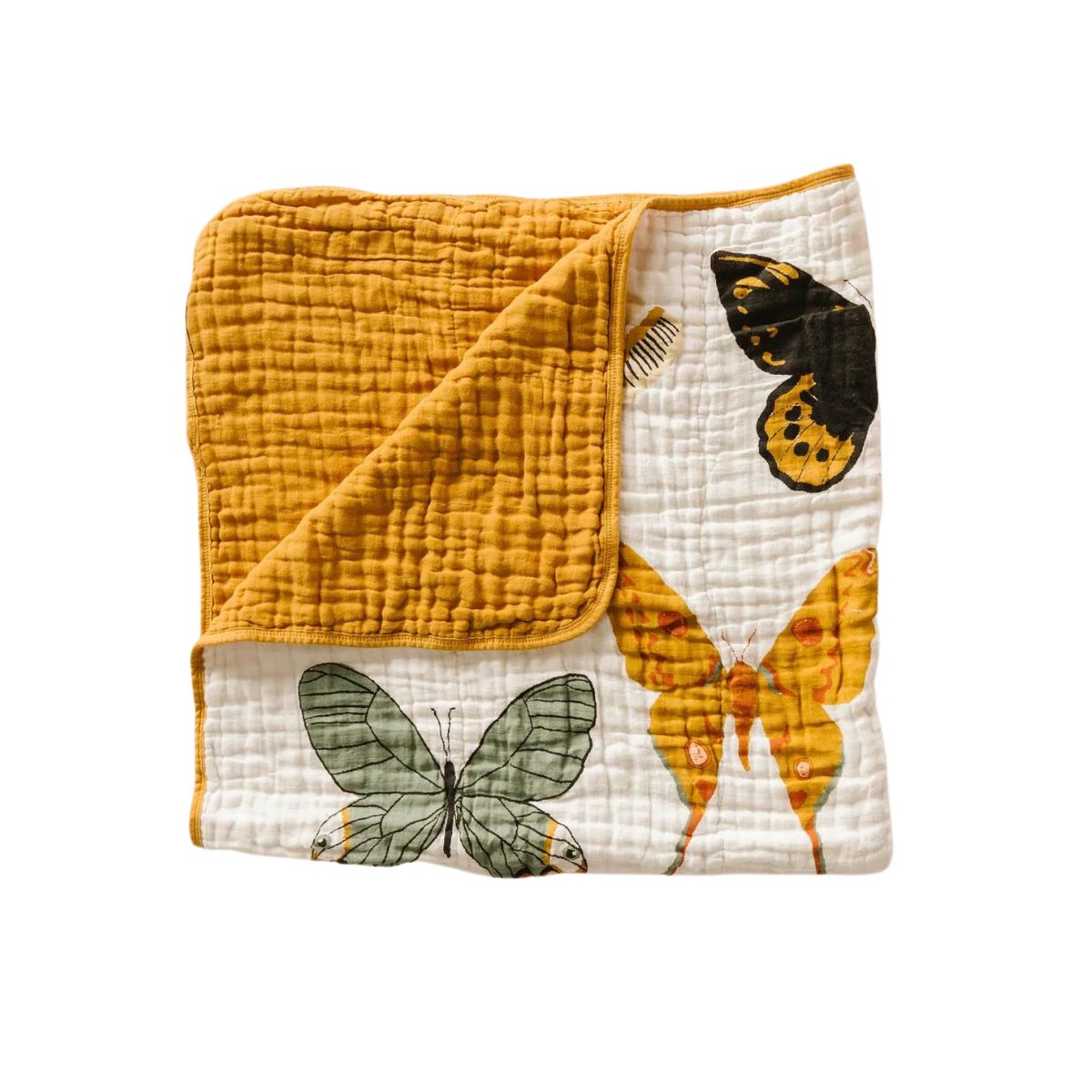 Clementine Kids Cotton Muslin Reversible Quilt - Butterfly Collector
