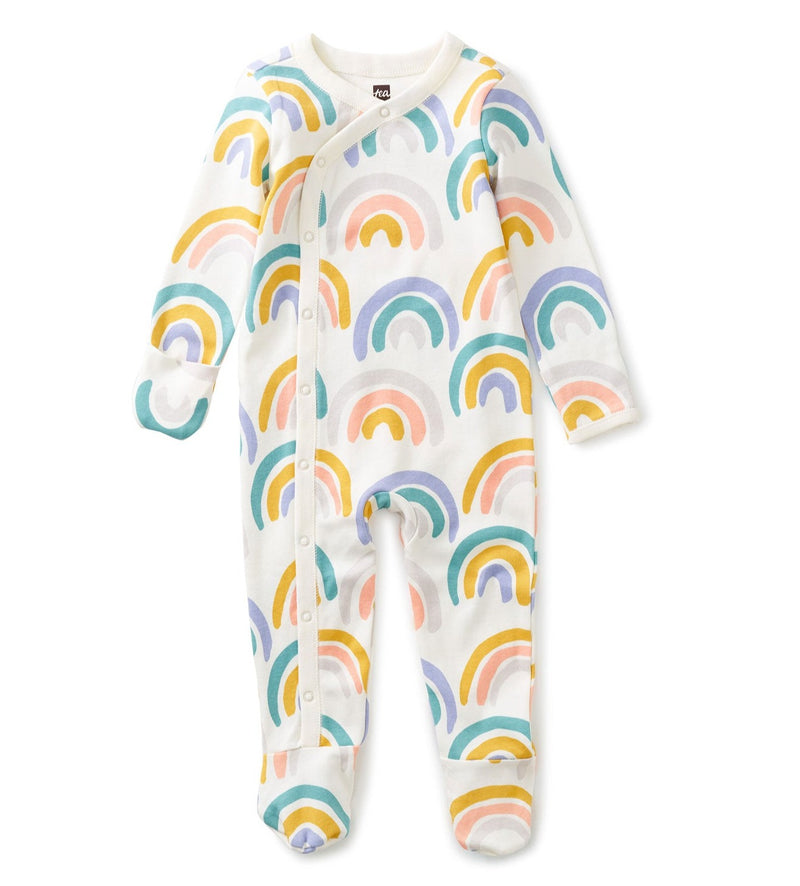 Tea Collection Footed Baby Romper - Painted Rainbow