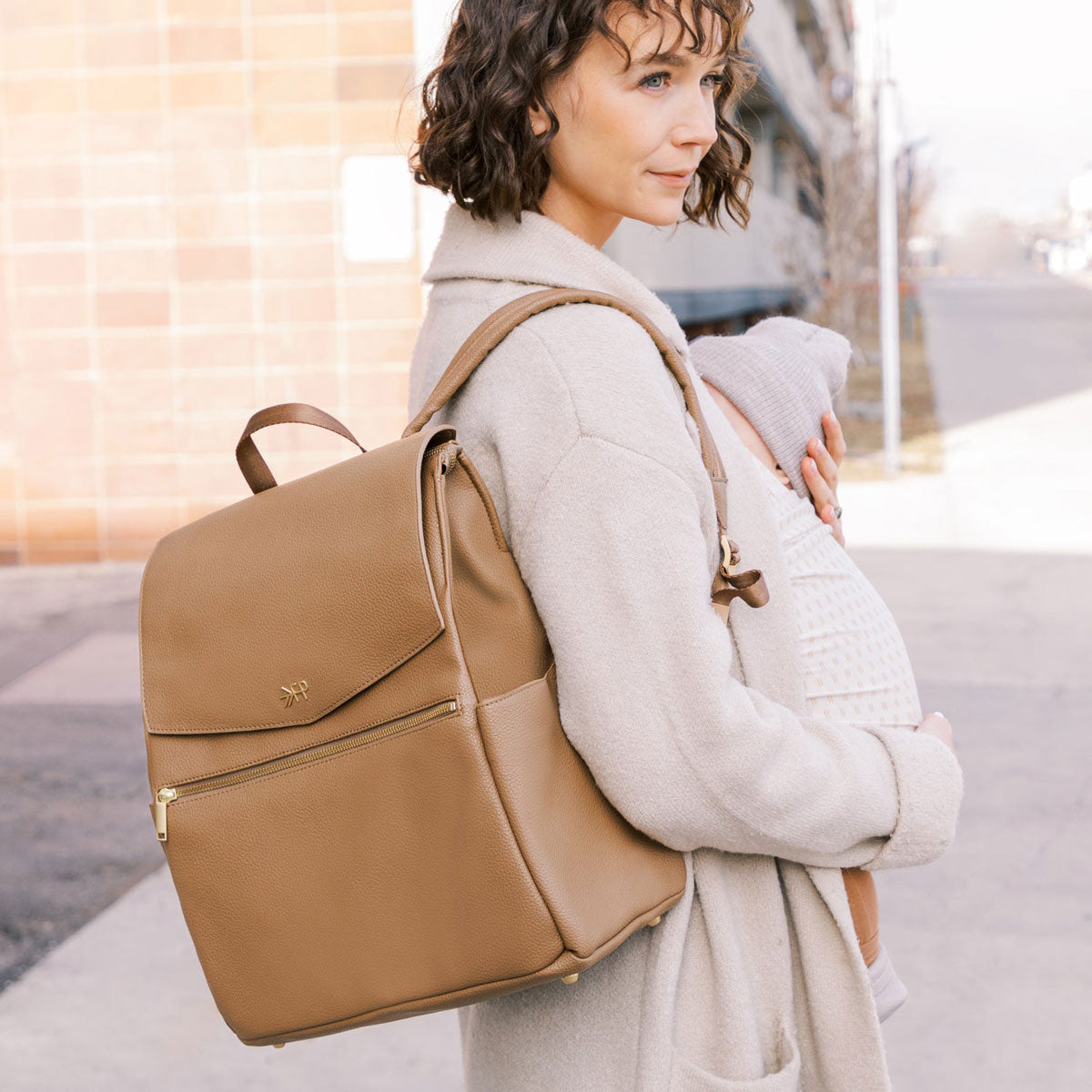Woman with Freshly Picked Classic Diaper Bag II - Toffee