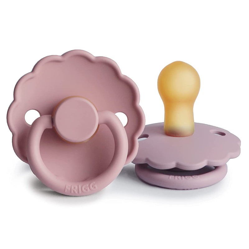FRIGG Daisy Natural Rubber Pacifier - 2-Pack - Baby Pink / Soft Lilac 