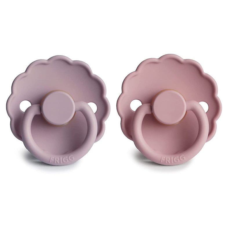 FRIGG Daisy Natural Rubber Pacifier - 2-Pack - Baby Pink / Soft Lilac 