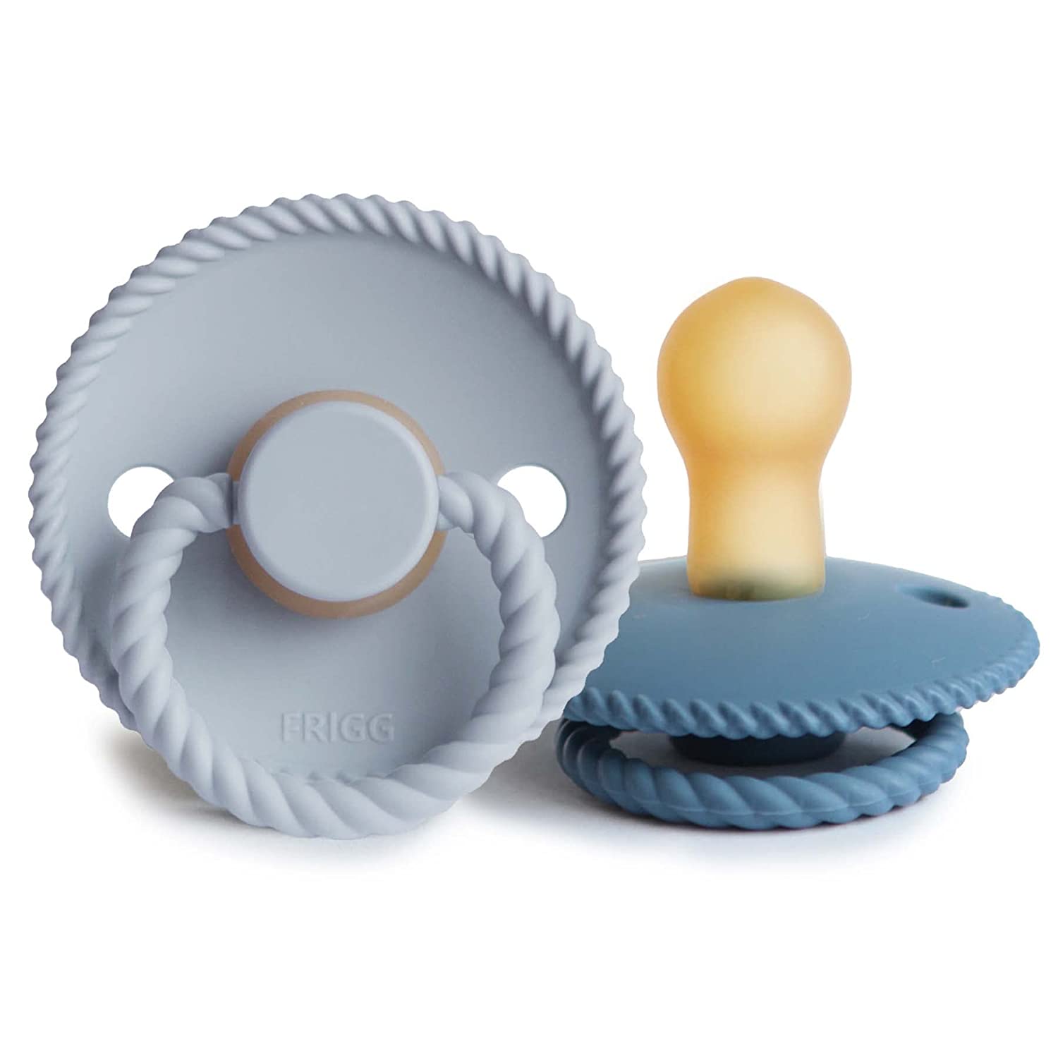 FRIGG Rope Natural Rubber Pacifier - 2-Pack - Powder Blue / Ocean View