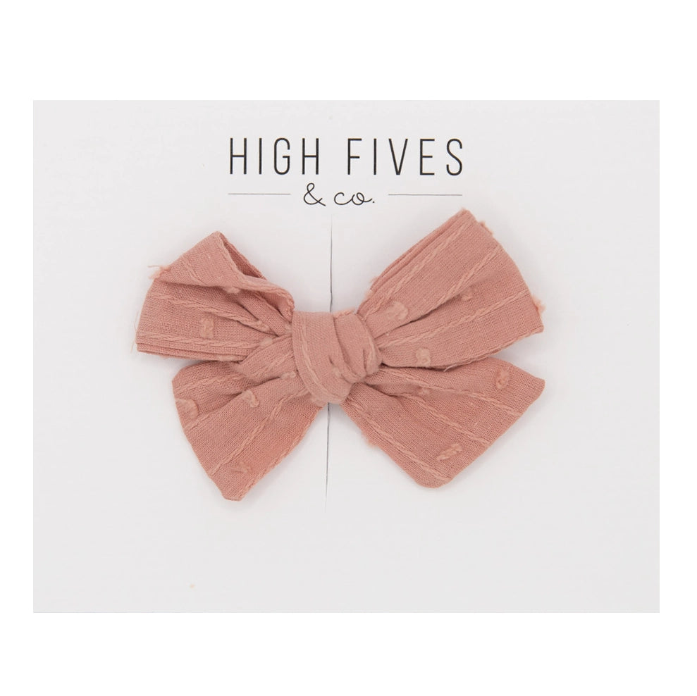 High Fives Swiss Dot Bow Clip - Dusty Rose