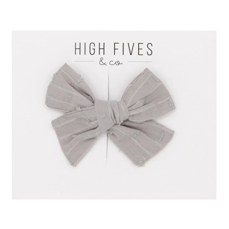 High Fives Swiss Dot Bow Clip - Light Grey