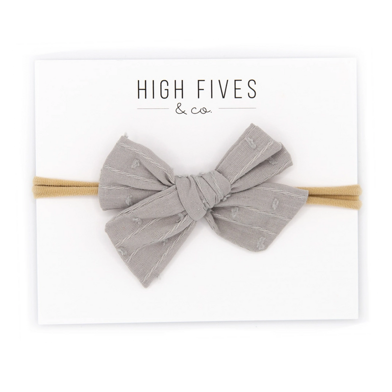 High Fives Swiss Dot Bow Nylon Headband - Light Grey