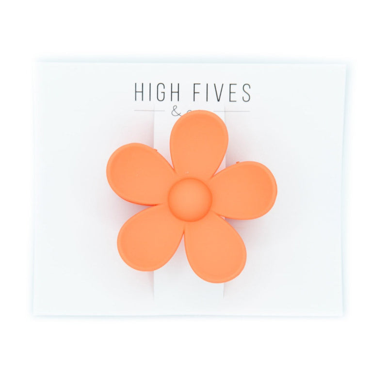 High Fives Flower Hair Claw Clips 2.95" - Orange