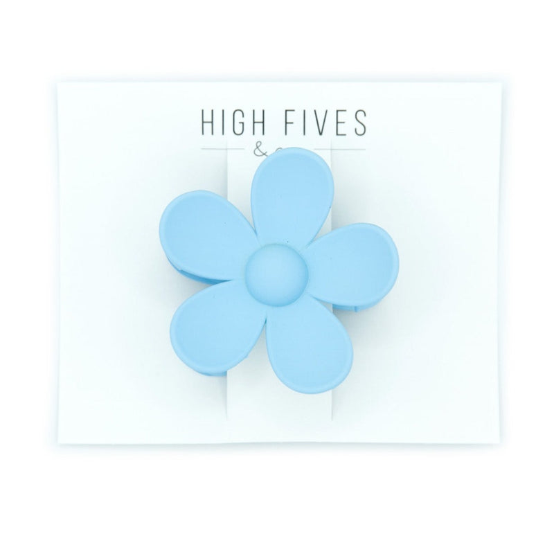 High Fives Flower Hair Claw Clips 2.95" - Light Blue