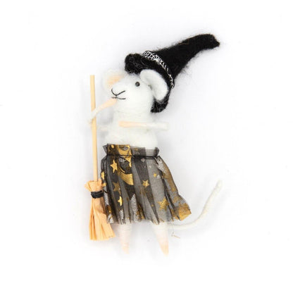 Creative Co-op Wool Felt Halloween Mouse - 6" - Witch and Gold Star Kit