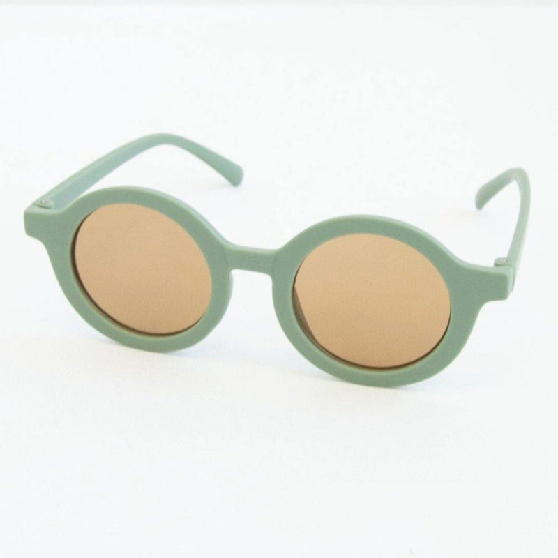 The Baby Cubby Kids' Round Retro Sunglasses  - Green with Brown Lenses