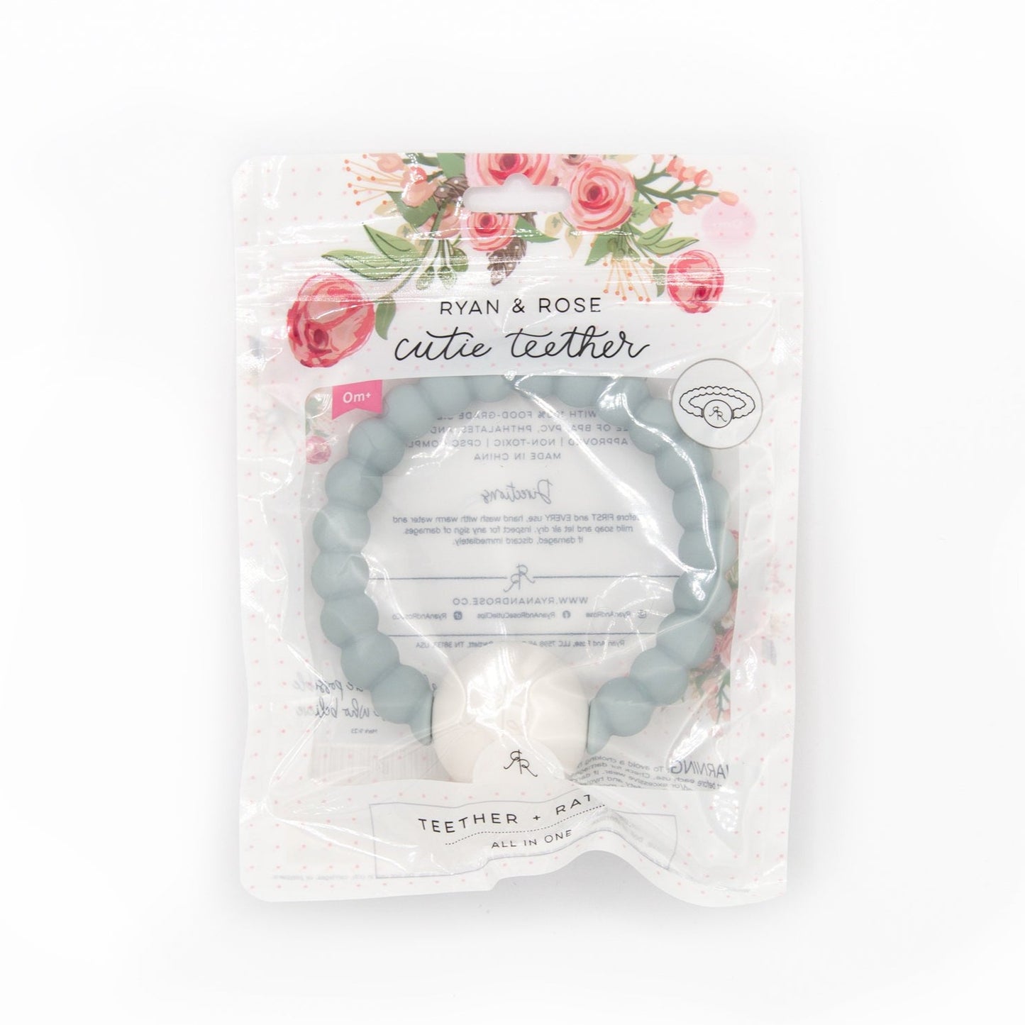 Ryan and Rose Cutie Teether Rattle - Blue in packaging