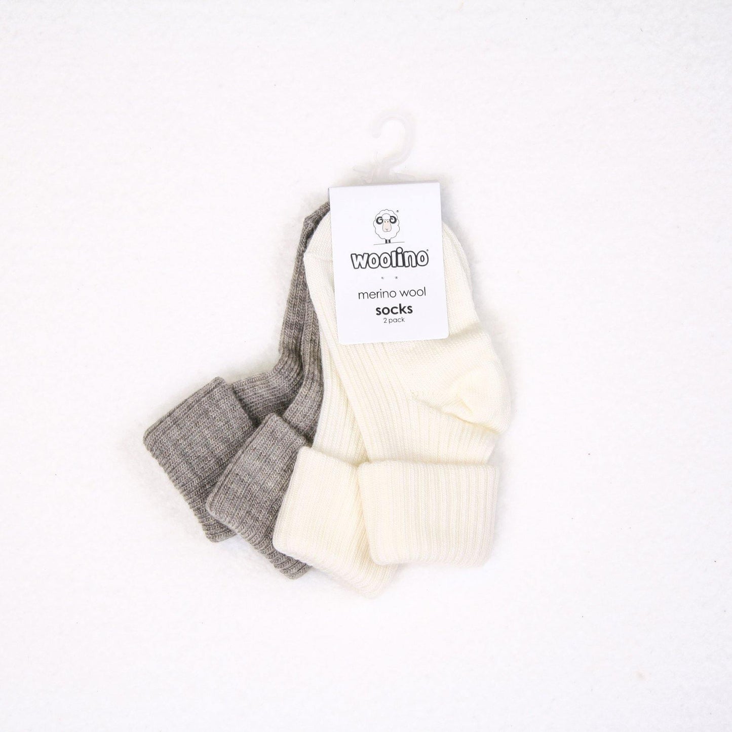 Woolino Baby Wool Socks - 2 Pairs - Gray/White