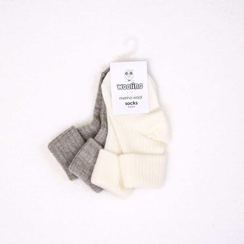 Woolino Baby Wool Socks - 2 Pairs - Gray/White
