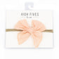 High Fives Eyelet Lace Bow with Pointed Tails on Nylon Headband - Peach