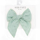 High Fives Eyelet Lace Bow Clip with Long Tails - Light Blue