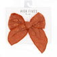 High Fives Eyelet Lace Bow Clip with Long Tails - Rust