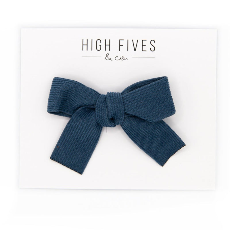 High Fives Corduroy Bow Clip - Blue
