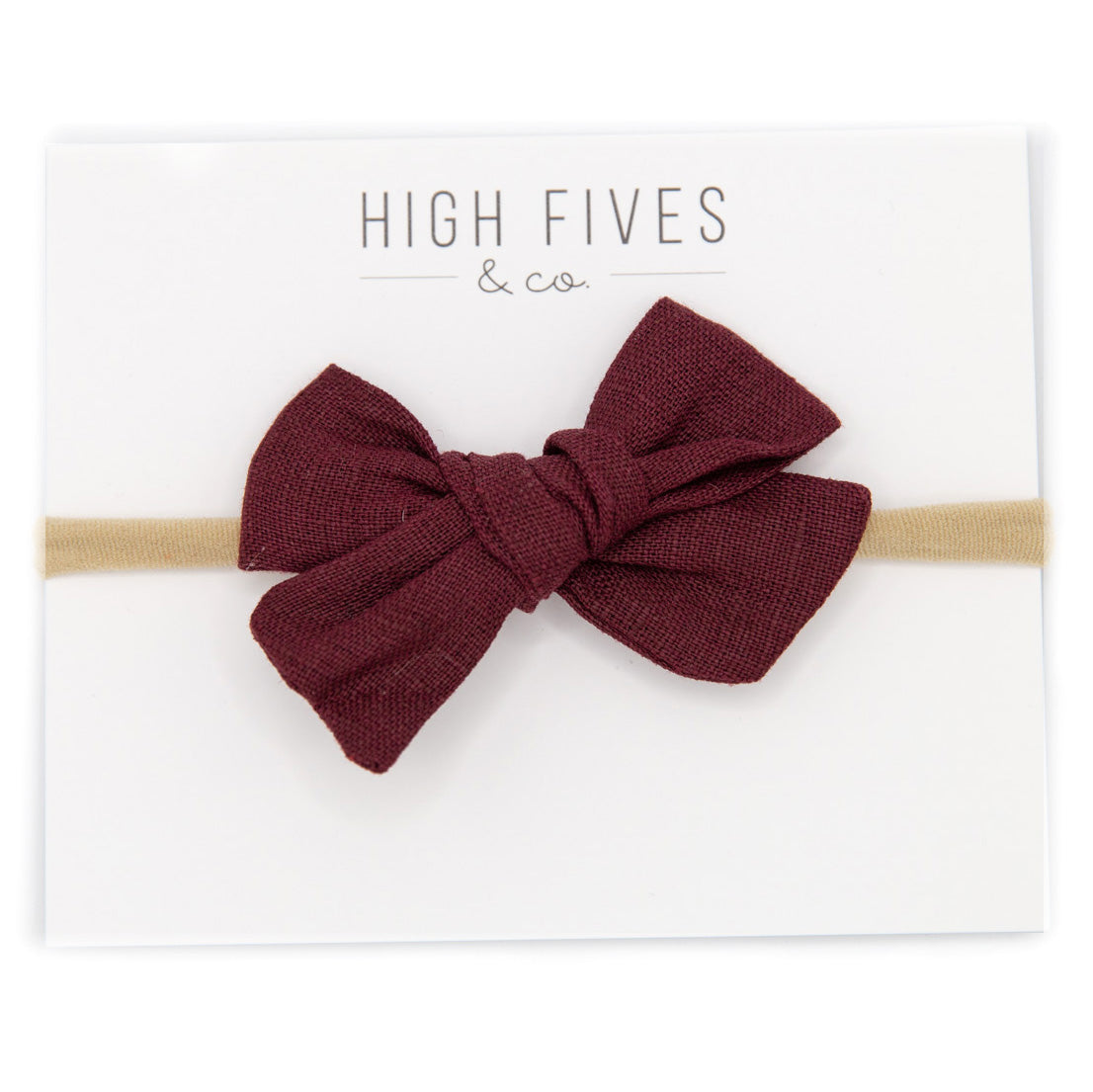 High Fives Linen Bow Nylon Headband - Maroon