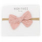 High Fives Swiss Dot Bow Nylon Headband - Shabby Baby Pink