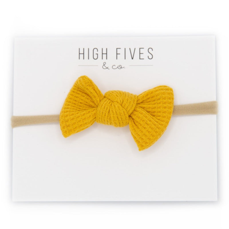 High Fives Waffle Knot Bow Nylon Headband - Sunflower