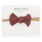 High Fives Waffle Knot Bow Nylon Headband - Dusty Maroon