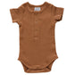 Mebie Baby Organic Cotton Ribbed Snap Bodysuit - Rust