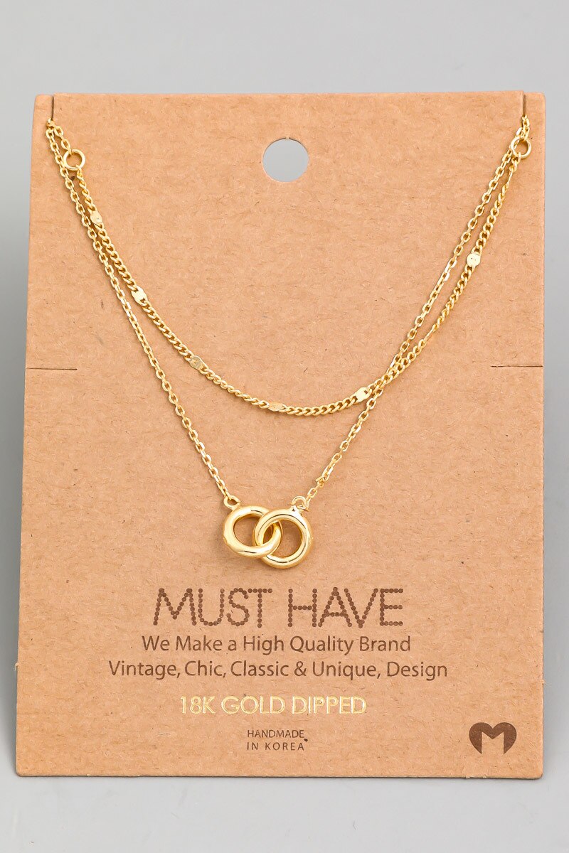 Fame Layered Chain Link Charm Necklace - Gold