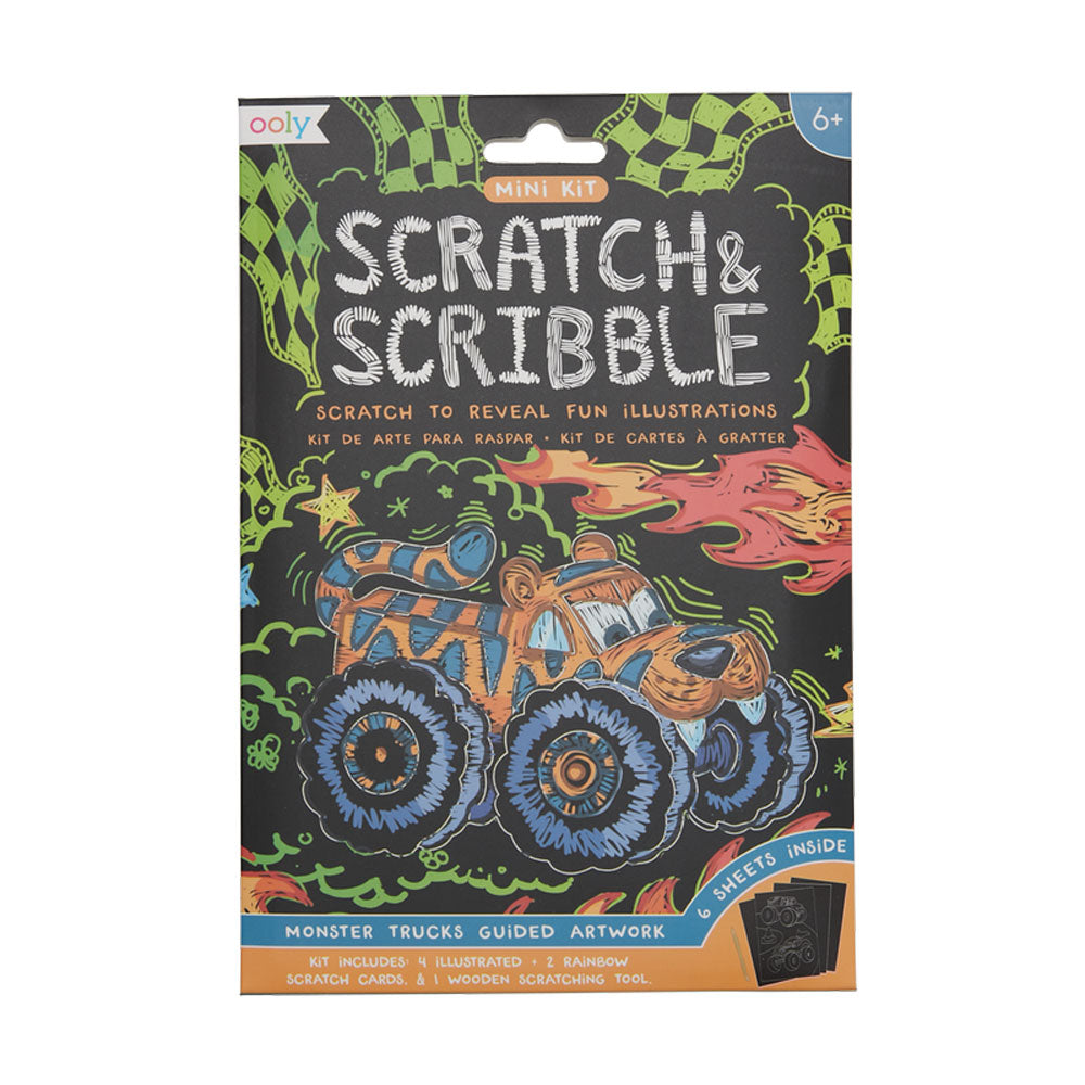 OOLY Mini Scratch and Scribble Art Kit - Monster Trucks