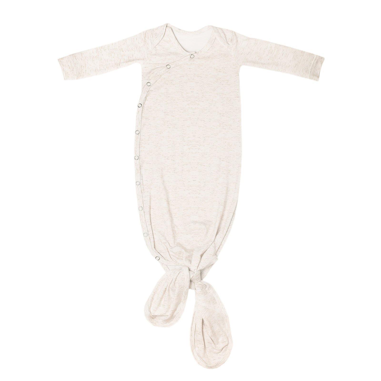Copper Pearl Newborn Knotted Gown - Oat