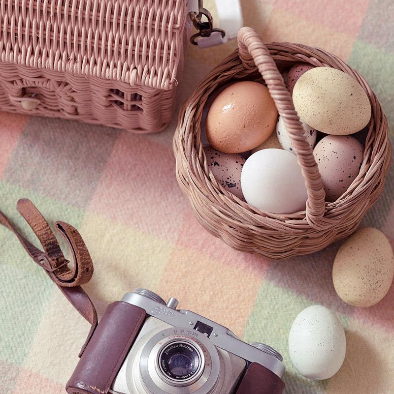 Olli Ella Berry Basket flatlay with camera - Natural