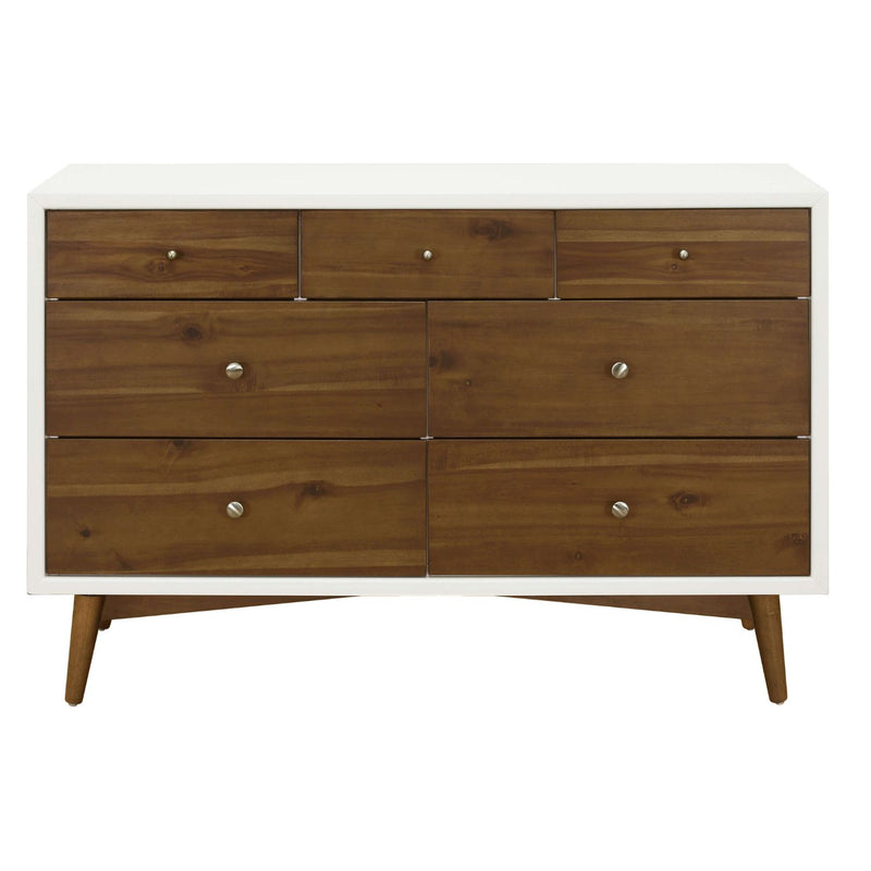 Babyletto Palma 7-Drawer Assembled Double Dresser - Warm White/Natural Walnut