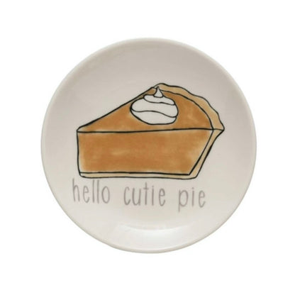 Creative Co-op Stoneware Plate with Thanksgiving Phrases - 5" - Hello Cutie Pie