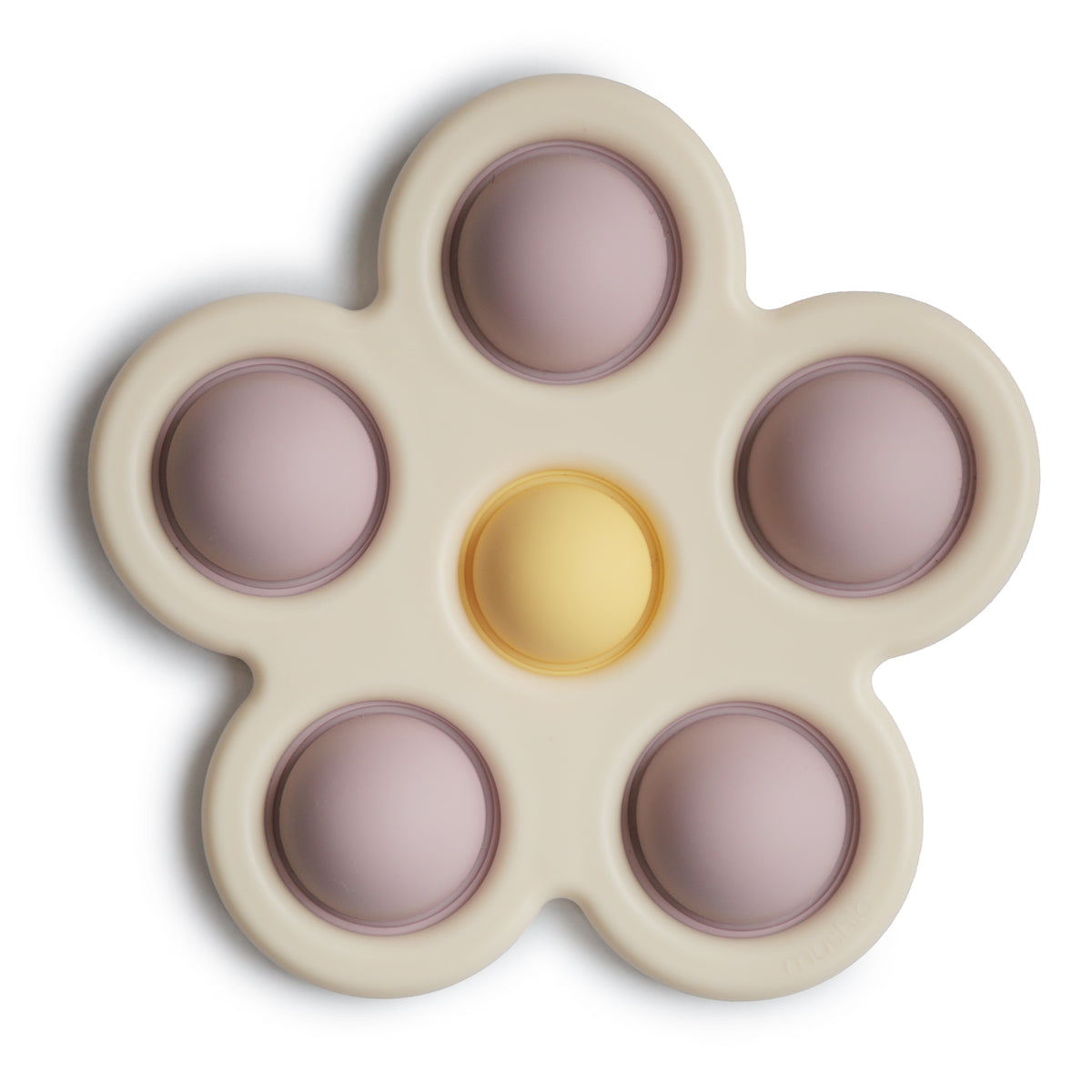 Mushie Flower Press Toy - Soft Lilac / Daffodil / Ivory